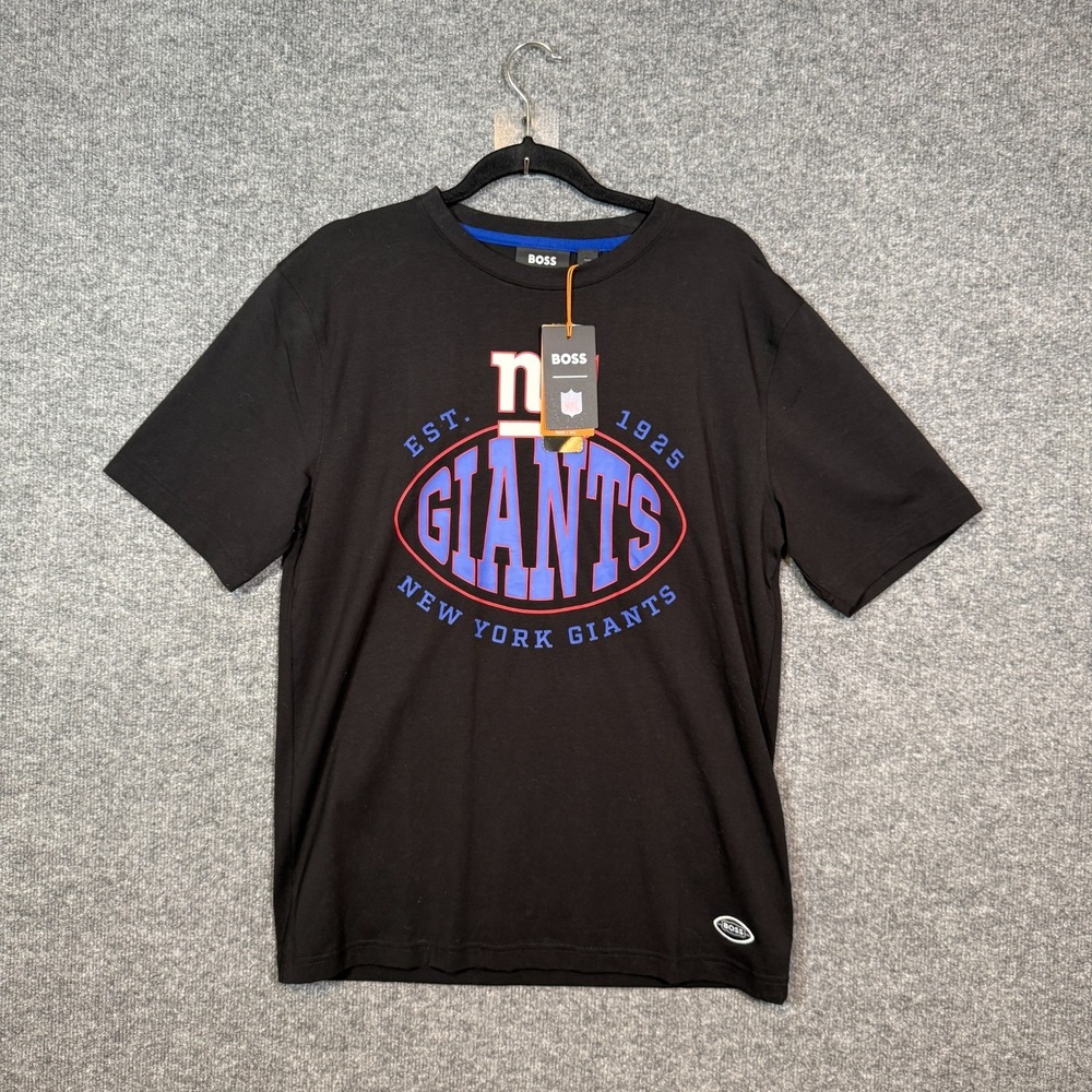 Hugo Boss x NFL New York Giants Mens Medium Huddle Black‎ Crewneck Tshirt NEW